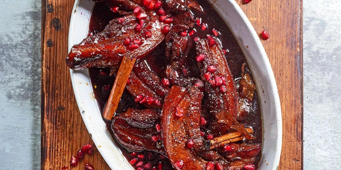 pomegrante braise pork belly